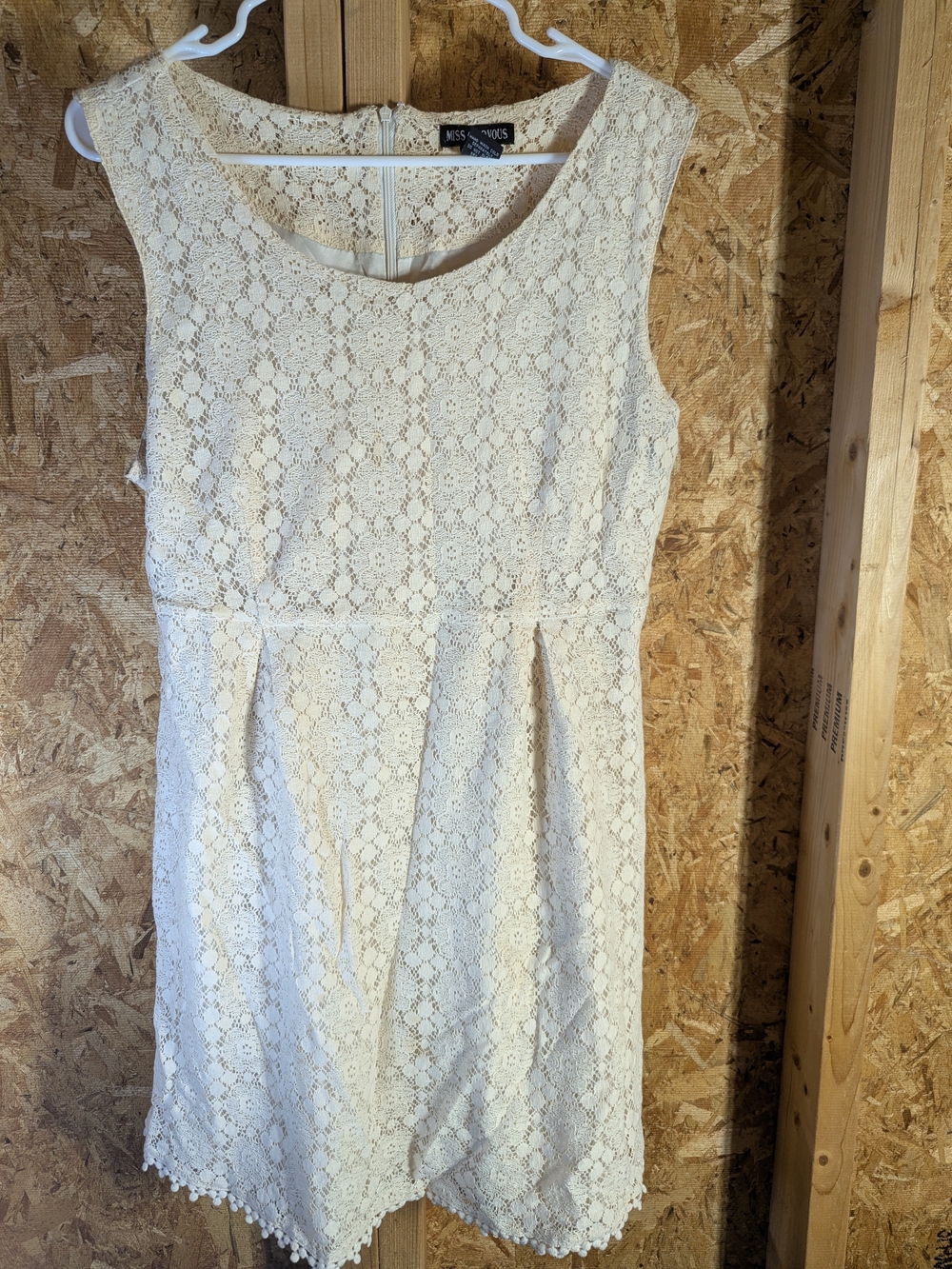 Miss Chievous Cream Lace Sleeveless Fit-and-Flare Dress